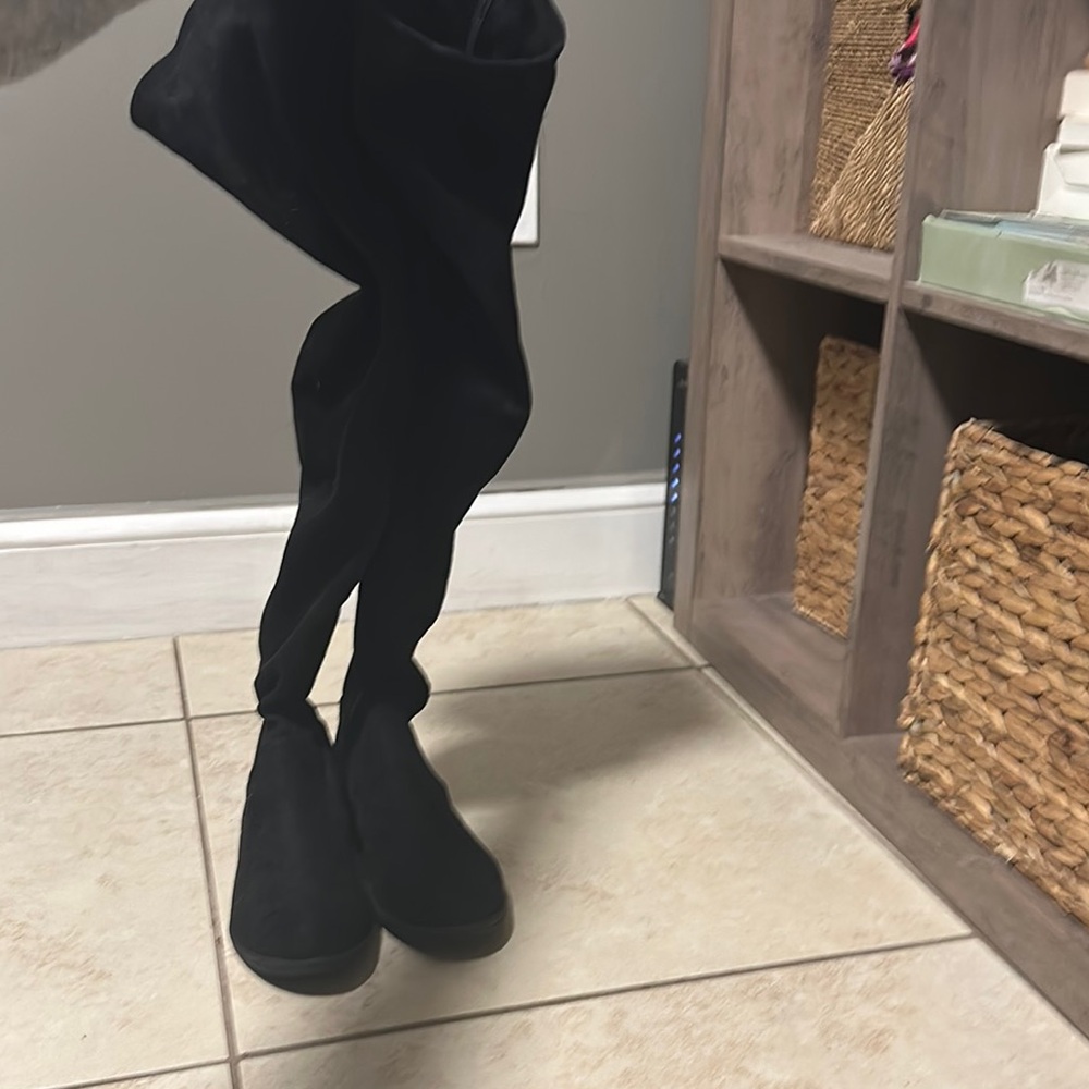 Black Suede Over-the-Knee Boots